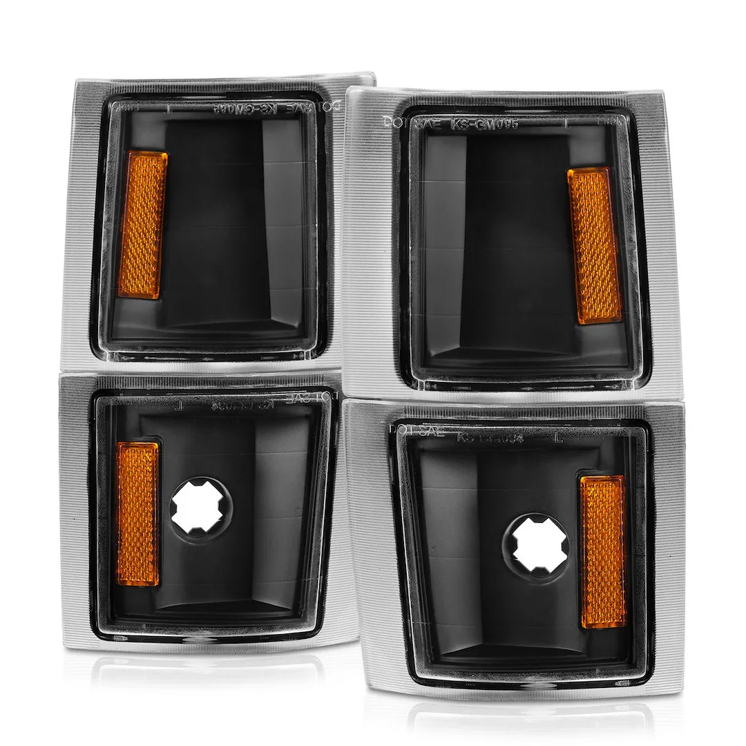521042 – ANZO Corner Light Assembly, Clear Lens With Amber Reflectors Uses Halogen Bulbs White Light Set Of 2